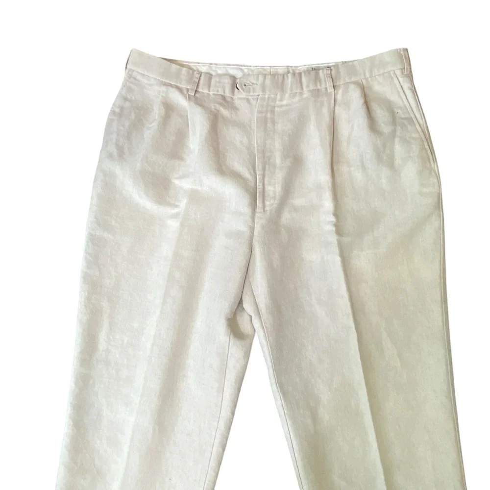 Havana Shirt Co. men's size 42/32 Linen Blend Cream Trouser Pant Vacation Cruise
